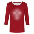 thumbnail image 4 of EGNMCR Easter T-Shirt Imprimé Femmes T-Shirts Graphiques Femmes Chemises Mode Femme Décontracté Noël Imprimé Col Rond Blouse Imprimée T-Shirt Manches 3/4 Blouses Femmes T-Shirts, 4 of 4