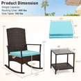 thumbnail image 2 of Costway Ensemble de Terrasse à Bascule 3 Pcs Chaises Berçantes en Osier avec Table à Café à 2 Niveaux Turquoise, 2 of 9