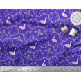 thumbnail image 2 of Soimoi Blue polyester Crepe Fabric Swan & Moroccan Damask Print Fabric by the Yard 42 Inch Wide, 2 of 5