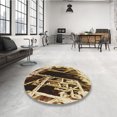 thumbnail image 4 of Ahgly Company Tapis de Zone Ronds d'Intérieur Lavables à la Machine, Transitionnels, Brun Boulanger, 3 Pieds Rond, 4 of 7