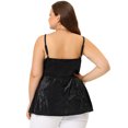 thumbnail image 4 of GRACE & GRANDEUR Chemisiers Camisoles pour Femmes Grande Taille à Bretelles Ajustables Haut Péplum en Velours Noir 1X, 4 of 5