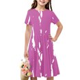 thumbnail image 1 of Liquidation Aujourd'hui Iumwxz Robe Décontractée Trapèze Robe Tunique pour Adolescentes Robe Col Rond Imprimé à Rayures Manches Courtes Robes pour Adolescentes Robe Confortable pour Aller à l'École 4-14 Ans, 1 of 7