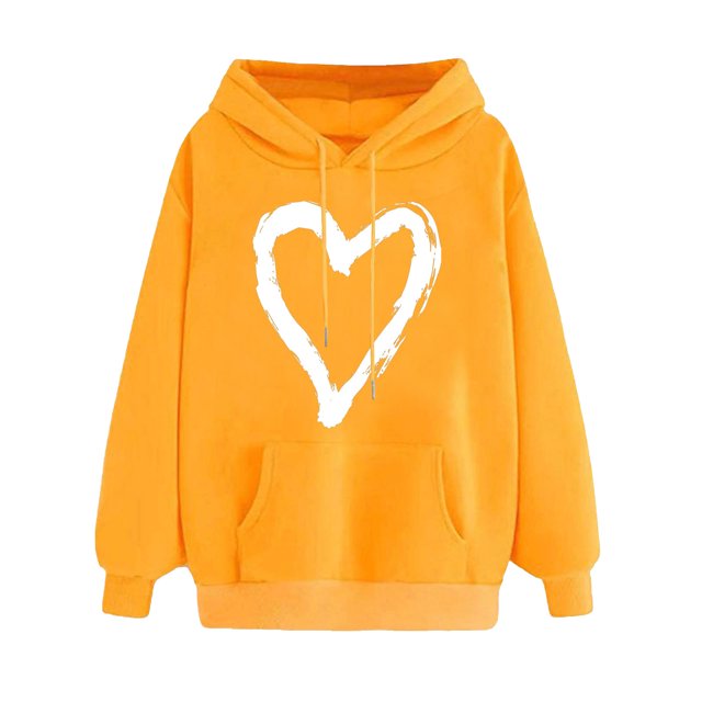 Plebaso Sweat à Capuche pour Femmes Mignon Cœur Manches Longues Décontracté avec Poches