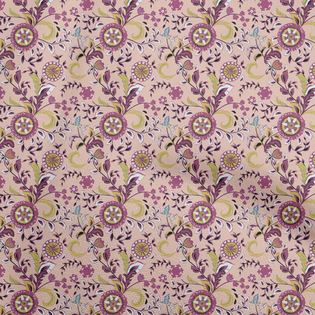 oneOone Rayon Peach Fabric Asian Suzani Craft Projects Decor Fabric Printed By The Yard 56 Inch Wide