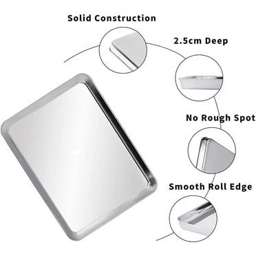 Rongmo Baking Tray Set of 2, 22.7” x 14.7” & 26.5” x 15.5” Stainless Steel Non-stick Baking Tray, Easy to Clean, Dishwasher Safe