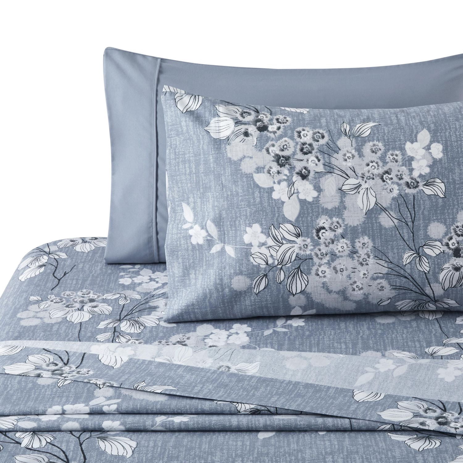 Ensemble de literie Marina Décoration ultra douce et soyeuse, imprimée, en rayonne de bambou, toutes saisons, avec taies d'oreiller, motif floral romantique délavé à l'encre