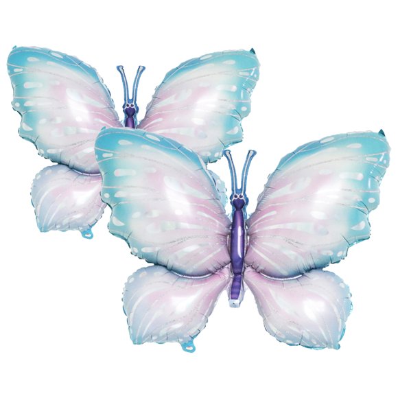 CIMAXIC Birthday 2pcs Butterfly Shape Balloons Themed Party Aluminum Foil Butterfly Style Balloon Party Layout Balloons Props Birthday Party Balloons,38.58"X28.35"X7.87"