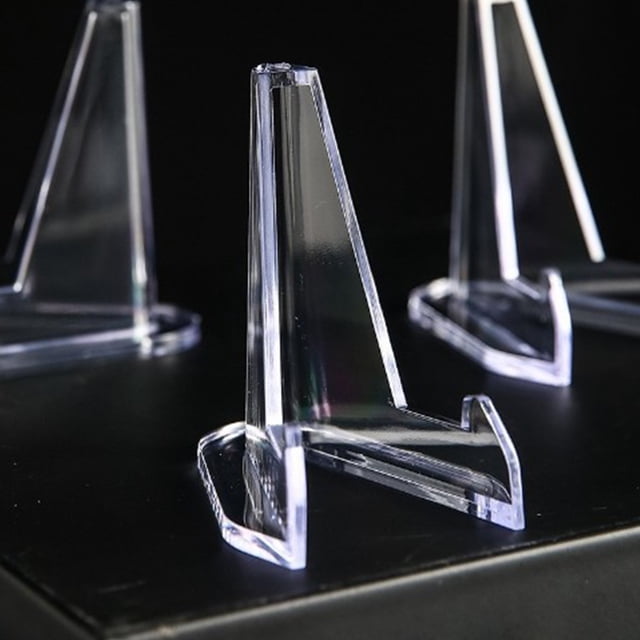 Acrylic Display Stand Transparent Easel | Photo Frame Holder | Card Coin Plate Mobile Stand | Durable Bookshelf Tabletop Organizer | 5.2x1.5x6.8cm | Single Pack
