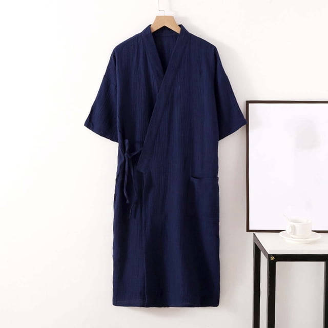 LSLJS Pyjama pour Hommes Peignoir de Mode Robe de Chambre Manches Trois Quarts Pyjama Doux d'Automne Tenue de Nuit Cadeaux pour Femmes
