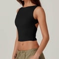 thumbnail image 3 of Timegard Camisoles Courtes pour Femmes Col Ras du Cou Sans Manches Ajustées Chemises Couleur Unie Hauts de Sortie, 3 of 6