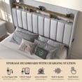 thumbnail image 4 of SIBEDS Bed Frame with Storage Drawers and Galaxy Star Projector PU Upholstered Gray Headboard, Queen, 4 of 9