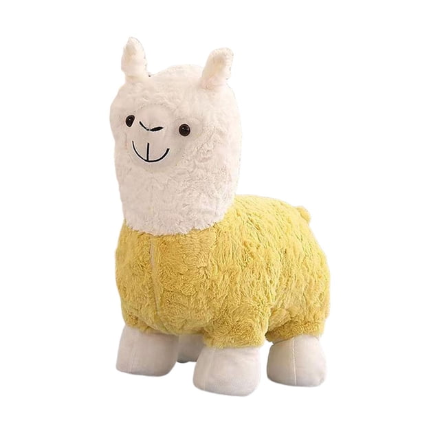 Abbracc -Stool Cute Animal Footstool Stuffed Animal Portable Padded Seat Animal Footrest Yellow