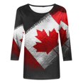 thumbnail image 5 of WEIYLL T-Shirts Chemises pour Femmes Manches 3/4 Fête du Canada Imprimé Feuille d'Érable Été Hauts Rouges Tailles m, 5 of 5