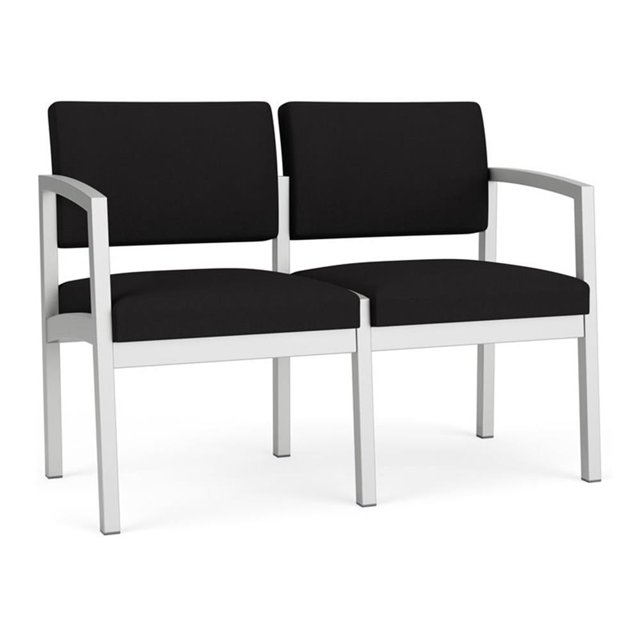 Lenox Steel Reception Waiting Room Healthcare Loveseat / Silver Steel / Black