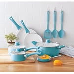 Mainstays Céramique Non-stick 12 Ensemble d'articles de cuisine en pièces, lin bleu