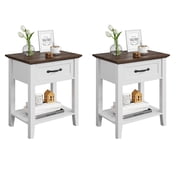 Cherish Nightstands Set of 2, End Table with Drawer, Side Table for Spaces, 2 Tiers Storage Shelves with Dresser, Bedside Table for Living Room, Bedroom, Dorm 2pcs