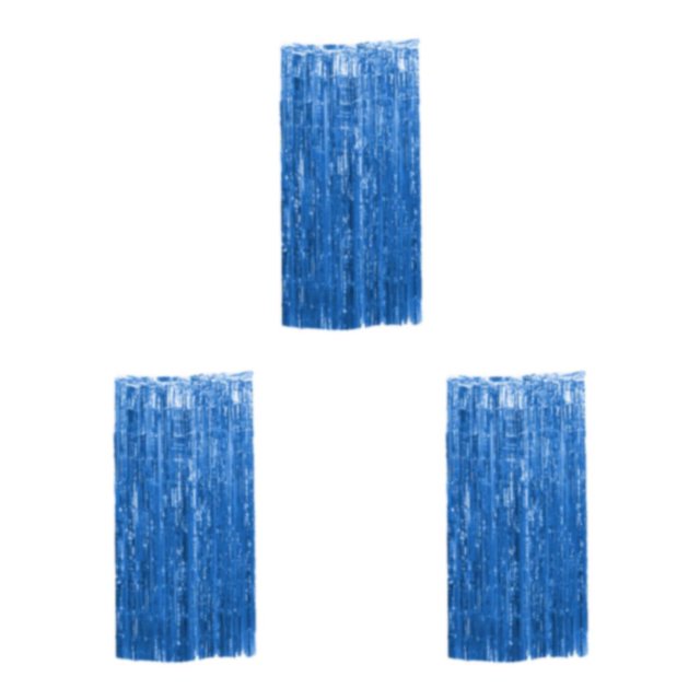 Wweixi Customized Fringe Curtain For Exquisite Anniversary Party Decorations Luster Dark Blue 3Set