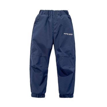 Wdgfv Pantalon de Ski et de Neige pour Garçons, Doublé en Molleton, Pantalon Cargo d'Hiver pour l'Extérieur, Imperméable, Randonnée, Bleu Marine, 8-9 Ans