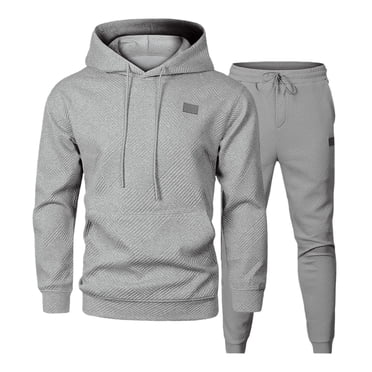 Ediodpoh Men's Suits Solid Color Drawstring Hoodie Casual Comfortable Sports Suit Sweat Suits Men Black S