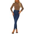 thumbnail image 2 of INSPIRE CHIC Blouse Imprimée à Col Montant Volanté à Smocks à Manches Longues pour Femme P Brun, 2 of 6