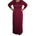 thumbnail image 3 of UKAP Ladies Dress Crew Neck Maxi Dresses Solid Color Swing Party Wine Red XS, 3 of 8