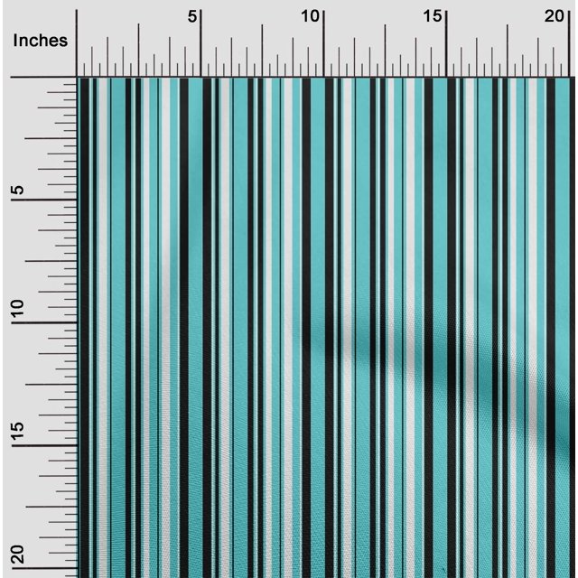 oneOone Rayon Turquoise Blue Fabric Stripes Craft Projects Decor Fabric Printed By The Yard 56 Inch Wide