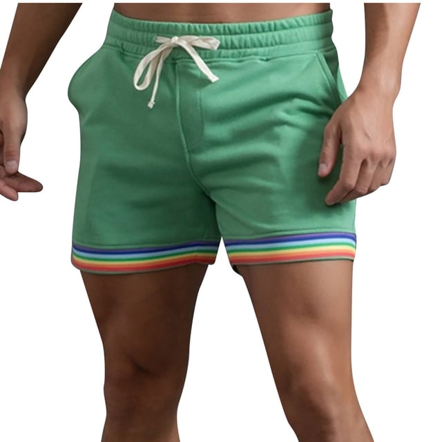 Teissuly Summer Shorts Discount Men's Casual Solid Color Casual Drawstring Pockets Elastic Sports Shorts