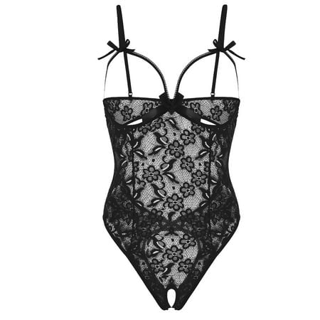 FhsagQ Lingerie Sets for Women Crotchless Women Lace Lingerie Gauze One-Piece Garment Lace Pajamas Underwear Lingerie for Women Bodysuit Womens Lingerie Crotchless Garter Black S