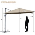thumbnail image 3 of Costway Parasol Déporté de Patio 10 X 10 Pi en Aluminium, Rotation 360°, Inclinaison, Couleur Café, 3 of 10