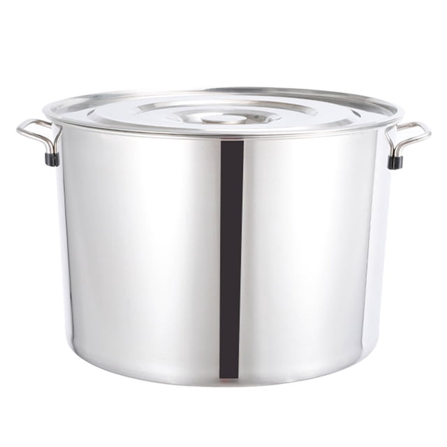 1Pc Stainless Steel Soup Pot Thick Water Bucket Rice Porridge Bucket with Lid