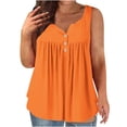 thumbnail image 1 of Dealovy Plus Size Tank Tops for Women Casual Sleeveless Scoop Neck Buttons Ruched Solid Color Loose Flowy Tees, 1 of 5