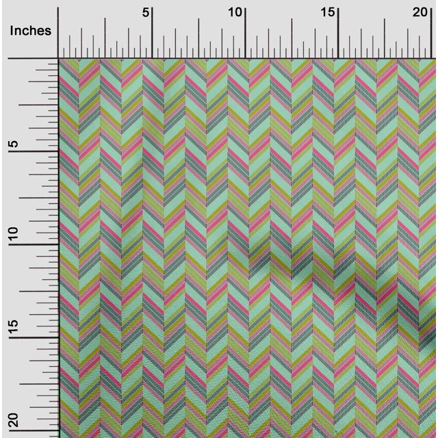 oneOone Cotton Silk Fabric Herringbone Geometric Printed Fabric 1 Yard 42 Inch Wide