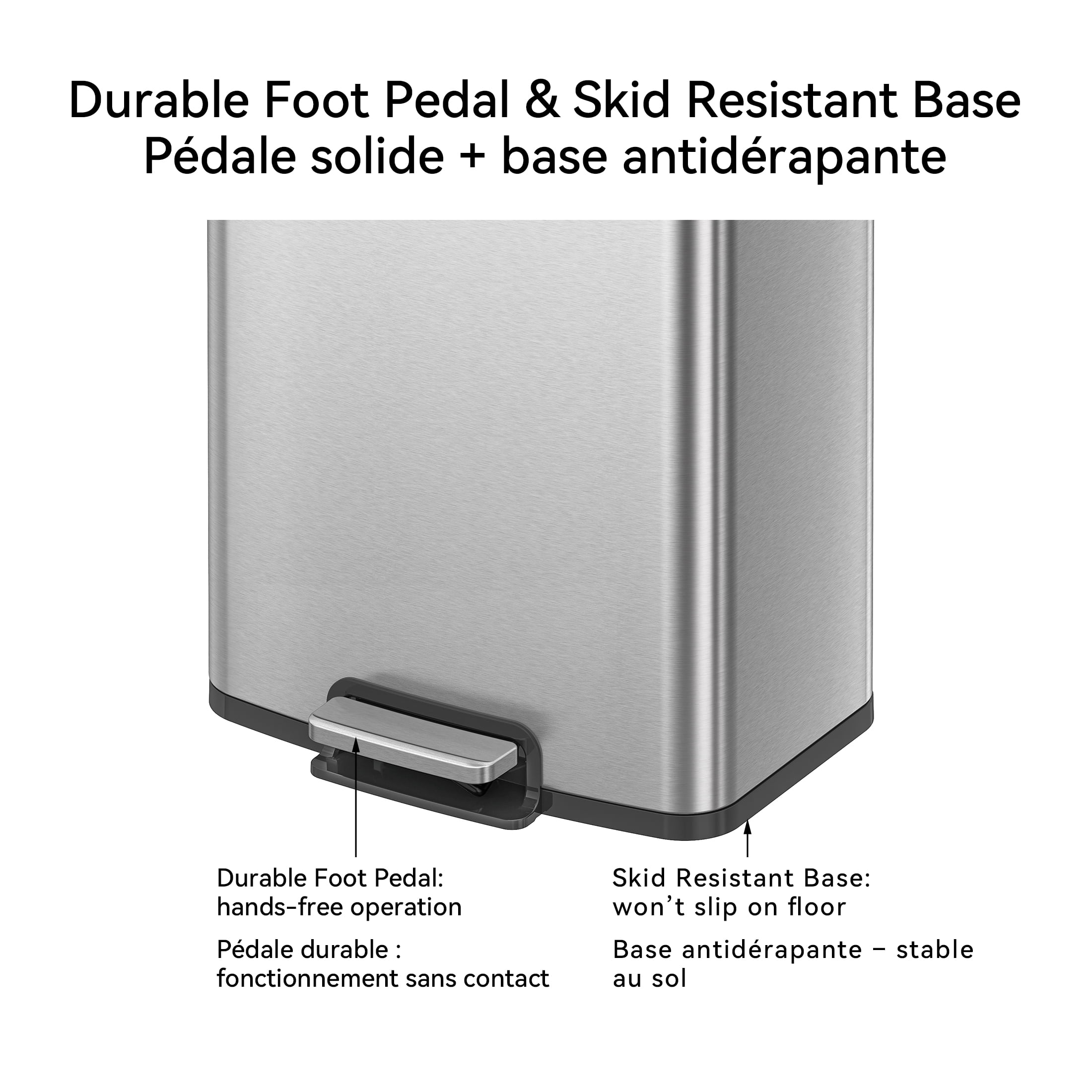 Poubelle de cuisine Better Homes & Gardens, 50 litres, acier inoxydable, à pédale