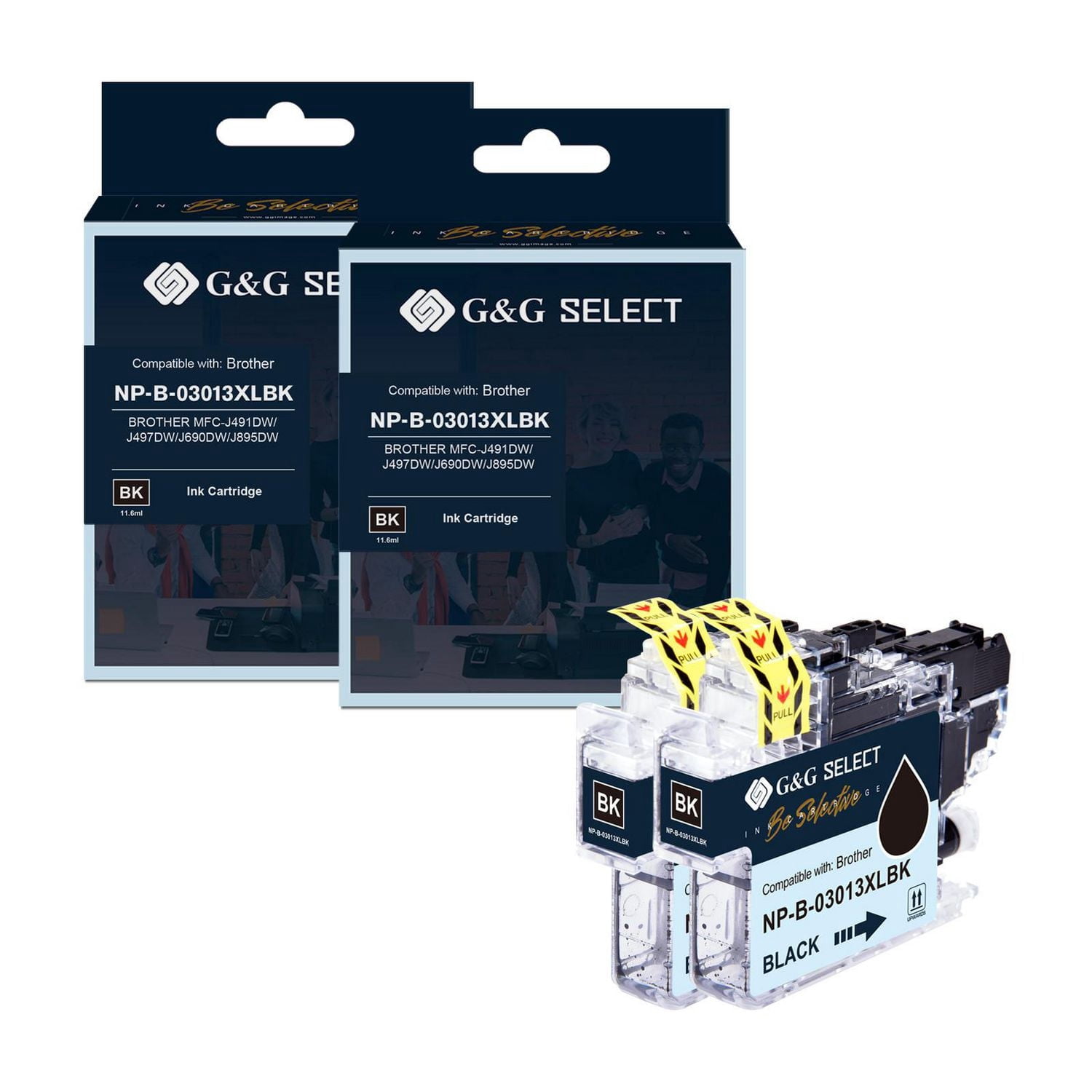 G&G Select Brother LC3013XL Lot de 2 cartouches d'encre noires compatibles