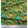 thumbnail image 2 of Soimoi Polyester Crepe Fabric Leaves,Parrot & Zoo Animals Jungle Print Sewing Fabric Yard 52 Inch Wide, 2 of 3