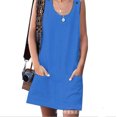 thumbnail image 1 of Nouvelle Robe de Poche Boutonnière pour Femmes Sans Manches à la Maison Décontractée Grande Taille Robe Couleur Unie en Vrac Robe d'Été, 1 of 1