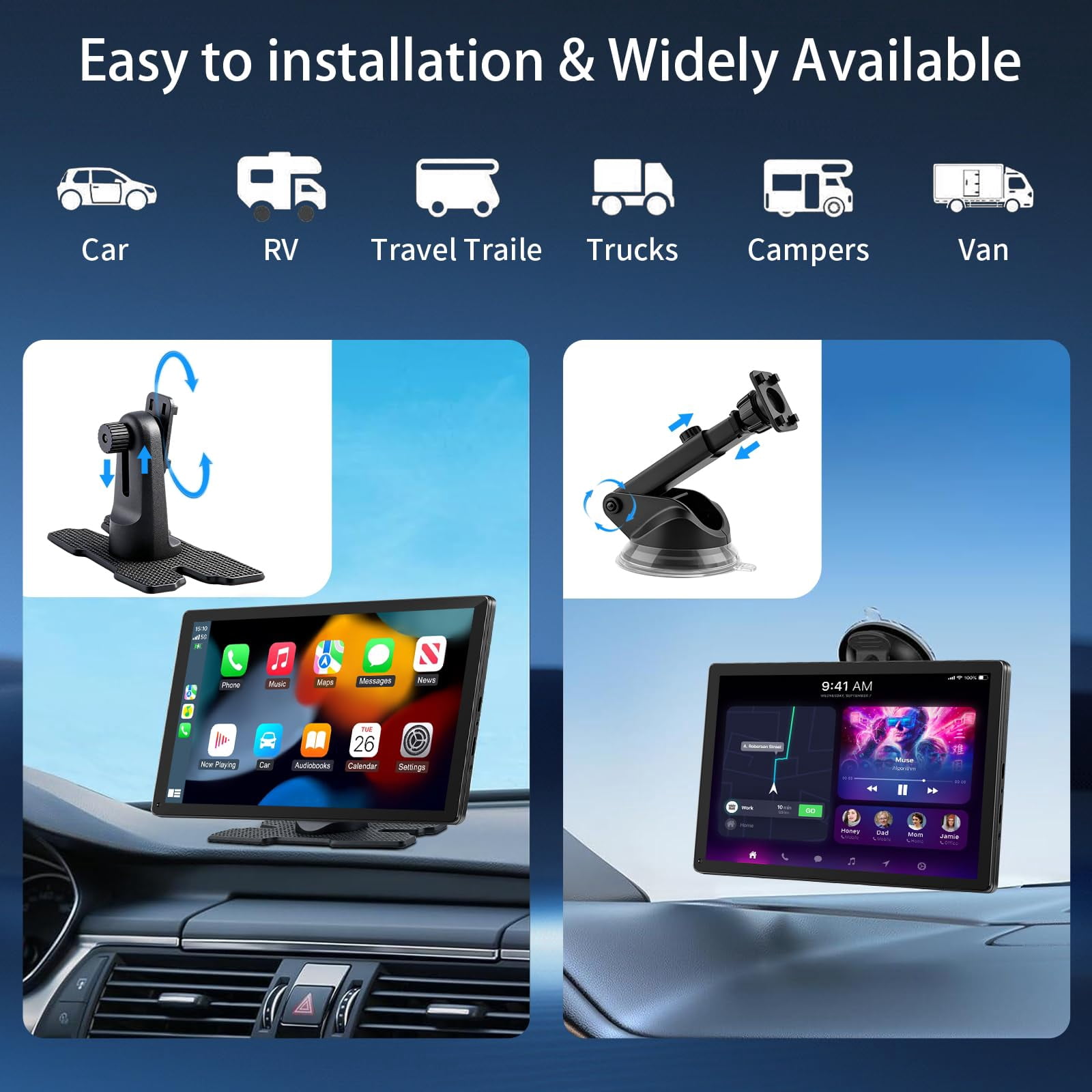 アクセサリー CarPlay Video Player CarPlay Screen for Car, 9'' Wireless CarPlay & Android Auto