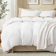Waffle Weave Duvet Cover Set Queen Size,Soft Breathable 3pcs Comforter Cover Set with 2 Pillowcases,Textured Home Decor Bedding Set Cozy for All Seasons, White 90"×90",No Comforter
