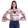 thumbnail image 4 of Moomaya Printed Womens Crop Top Wrap Style Top Wear Ruffle Long Sleeve Casual Summer Blouse, 4 of 5