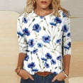 thumbnail image 2 of Pompotops T-shirt Ample Imprimé pour Femme Blouse à Manches 3/4 Col Rond Hauts Décontractés Liquidation, 2 of 5