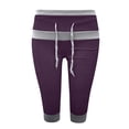 thumbnail image 4 of AherBiu Plus Size Capris for Women Low Rise Elastic Drawstring Joggers Sweatpants Running Sports Capri Pants, 4 of 4