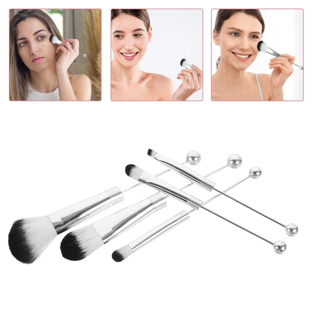 BESTYASH 1ensemble Pinceaux de Maquillage à Poils Souples Argentés Ensemble de Pinceaux Cosmétiques Compacts pour Usage Quotidien