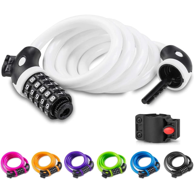 Opaza Bike Lock with 5-Digit Code, 1.2M/4FT Bicycle Combination Cable Lock Lightweight & Security Bike Chain Lock for Bicycle, Mountain Bike, Electric Bike,Scooter