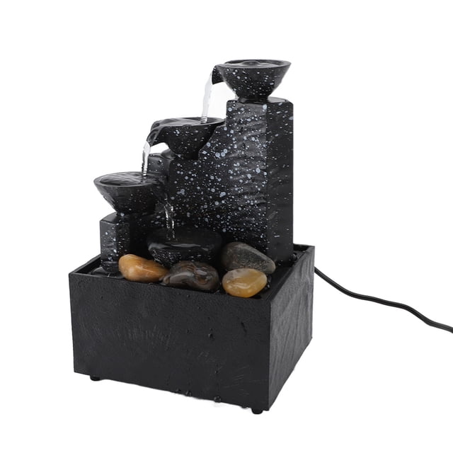 Desk Waterfall Fountain, Circulating Tabletop Water Fountain with LED Light, Decorative USB Desktop Fountain Tabletop Fountain for Living Room Office Home Work Bedroom