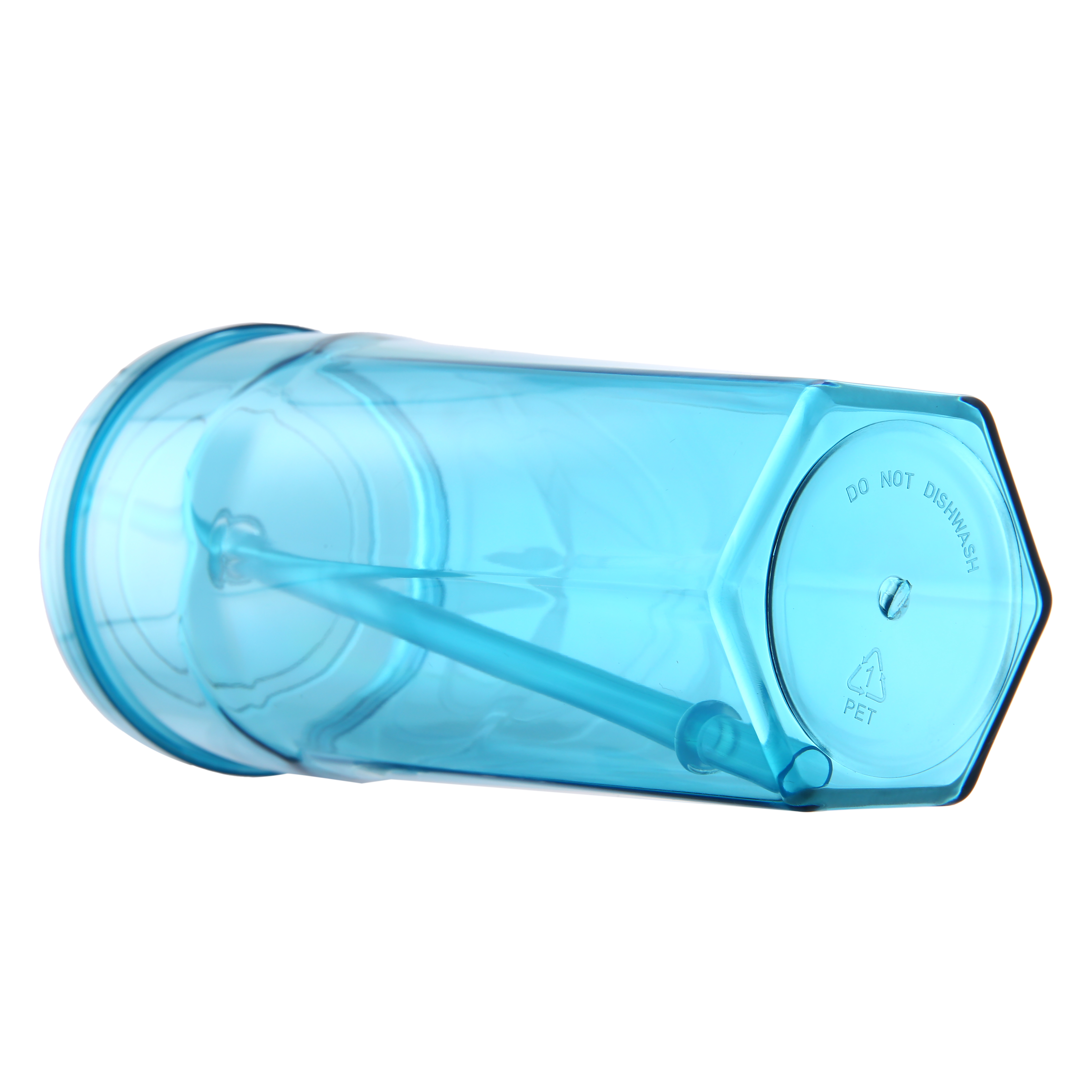 Gobelet en plastique Mainstays de 59 cl avec couvercle à visser et paille bleu
