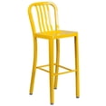 thumbnail image 1 of 30'' High Black Metal Indoor-Outdoor Barstool with Vertical Slat Back, 1 of 9