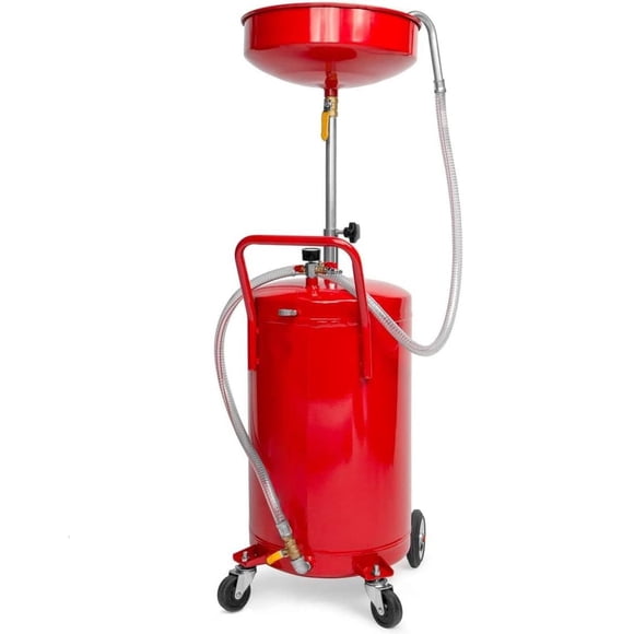 XtremepowerUS 20 Gallon Waste Oil Change Tank, Portable Air Operated Fluid Drain Disposal with Adjustable Height, Heavy Duty with Wheels, Automotive