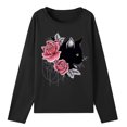 thumbnail image 5 of Nouveaux Hauts pour Femmes 2023 Mode Printemps Automne Imprimé Manches Longues Col Rond Tee-Shirt Décontracté Grande Taille Chemise à Manches Longues pour Femmes, 5 of 5