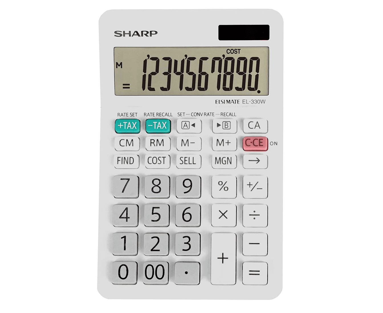 Sharp EL330W XL 10-Digit Desktop Calculator, 4 Key Memory, Tax+ & Tax- Function, Cost-Sell-Margin Keys