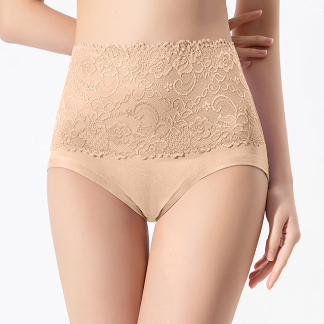 XZNGL Womens Underwear High Waisted Breathable Lace Trimmed Solid High Waisted Triangular Underwear for Women High Waist Underwear Women Underwear High Waist Womens High Waisted Underwear